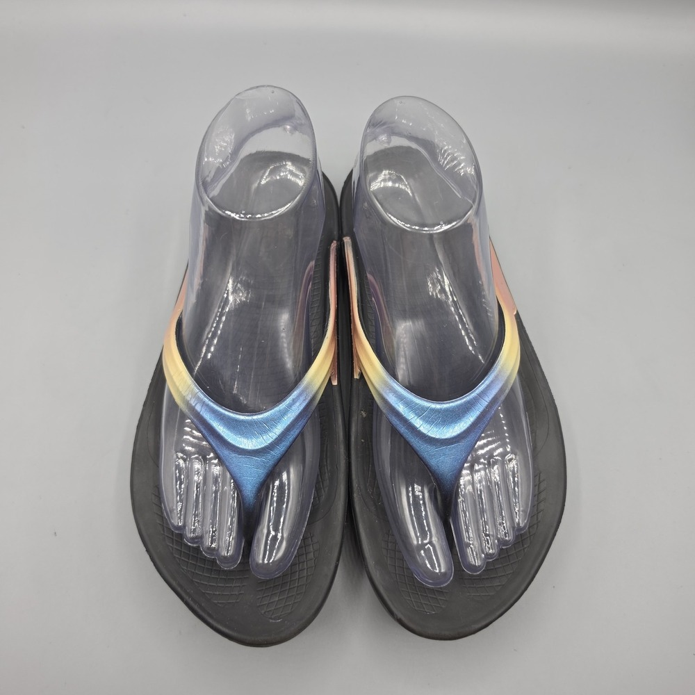 OOFOS OOlala Sandals Womens 7 Multicolor Iridescent Recovery Flip Flops Shoes - Picture 4 of 14